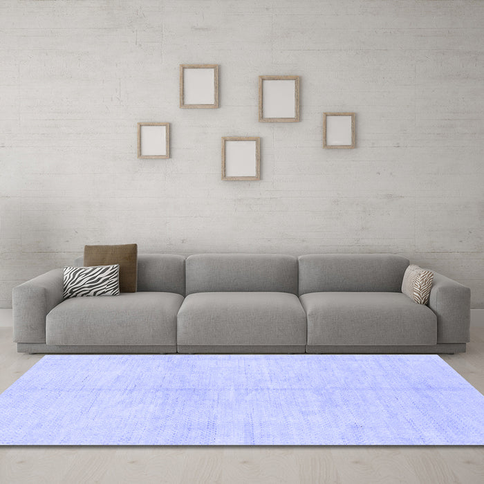 Machine Washable Solid Blue Modern Rug in a Living Room, wshabs1557blu