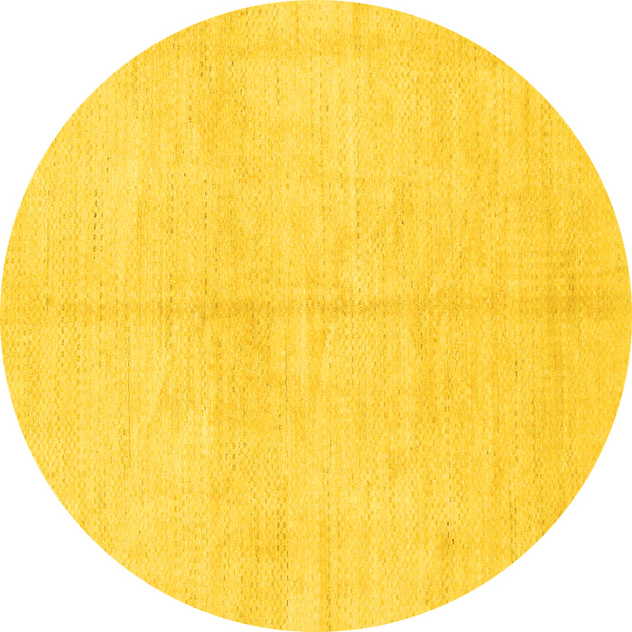 Round Machine Washable Solid Yellow Modern Rug, wshabs1557yw