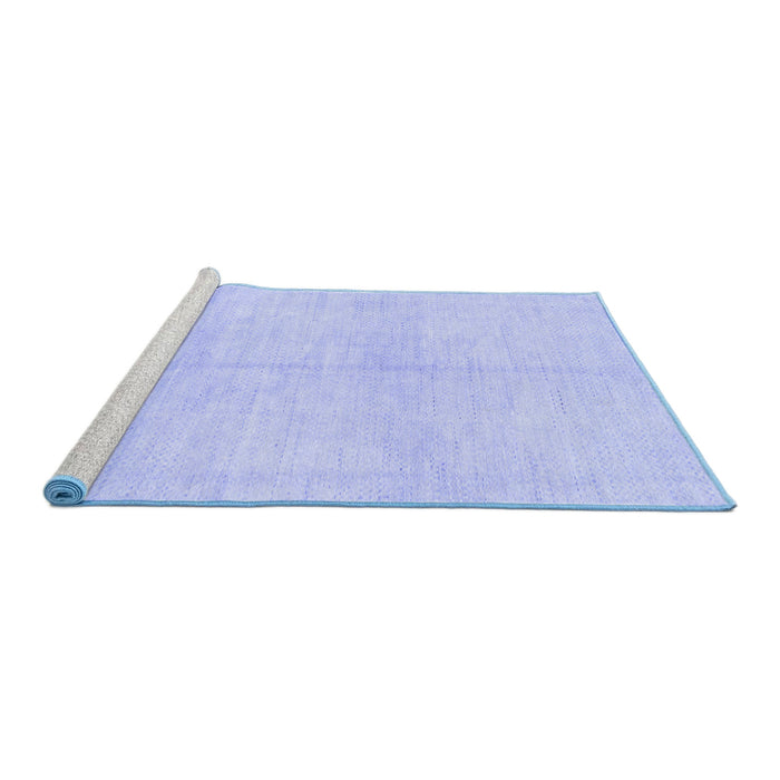 Sideview of Machine Washable Solid Blue Modern Rug, wshabs1557blu