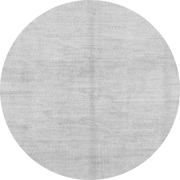 Round Machine Washable Solid Gray Modern Rug, wshabs1557gry