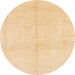 Round Abstract Brown Gold Solid Rug, abs1557