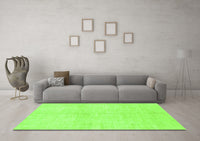 Machine Washable Solid Green Modern Rug, wshabs1557grn