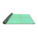 Sideview of Solid Turquoise Modern Rug, abs1557turq