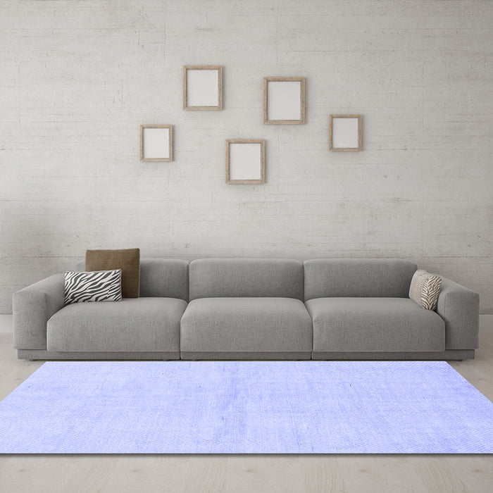 Machine Washable Solid Blue Modern Rug in a Living Room, wshabs1558blu