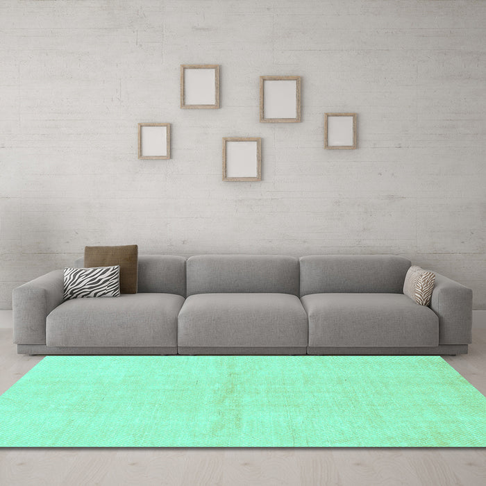 Machine Washable Solid Turquoise Modern Area Rugs in a Living Room,, wshabs1558turq