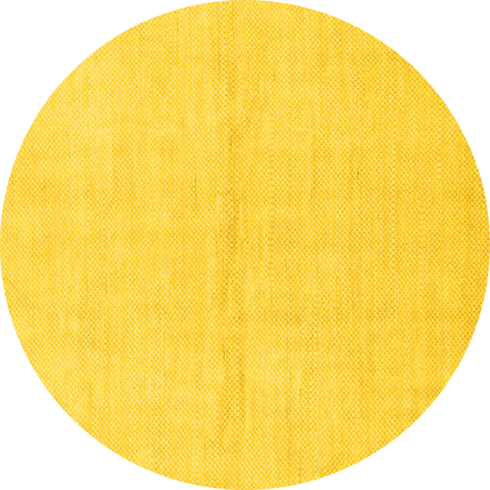 Round Machine Washable Solid Yellow Modern Rug, wshabs1558yw