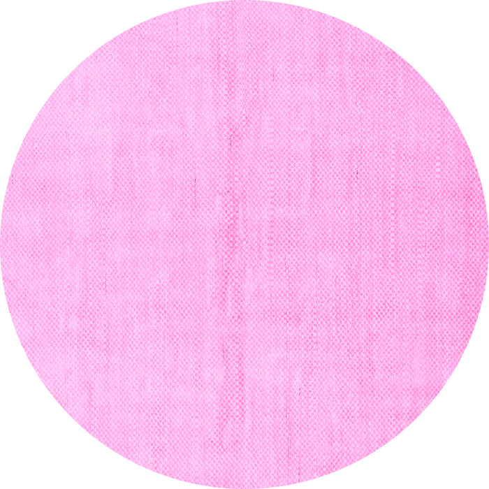 Round Machine Washable Solid Pink Modern Rug, wshabs1558pnk