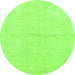 Round Machine Washable Solid Green Modern Area Rugs, wshabs1558grn