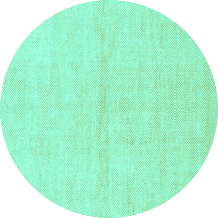 Round Machine Washable Solid Turquoise Modern Area Rugs, wshabs1558turq