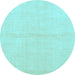 Round Solid Light Blue Modern Rug, abs1558lblu