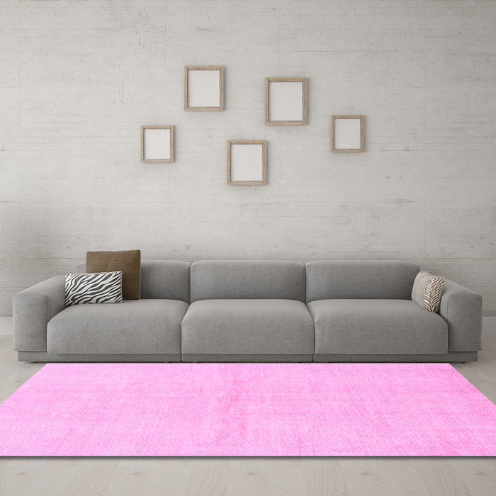 Machine Washable Solid Pink Modern Rug in a Living Room, wshabs1558pnk