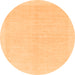 Round Machine Washable Solid Orange Modern Area Rugs, wshabs1559org