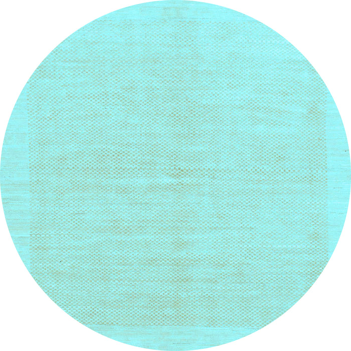 Round Machine Washable Solid Light Blue Modern Rug, wshabs1559lblu