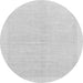 Round Machine Washable Solid Gray Modern Rug, wshabs1559gry