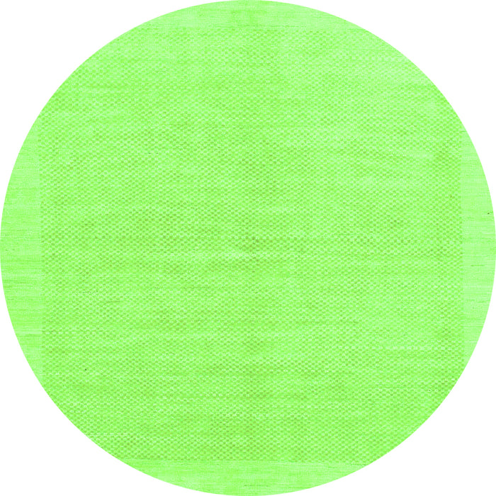 Round Machine Washable Solid Green Modern Area Rugs, wshabs1559grn