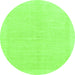 Round Machine Washable Solid Green Modern Area Rugs, wshabs1559grn