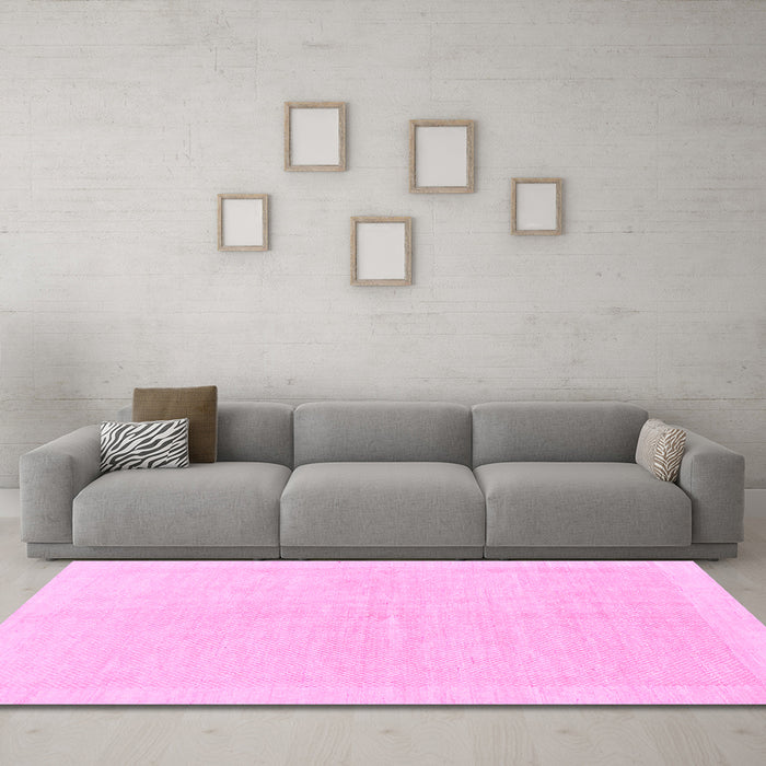 Machine Washable Solid Pink Modern Rug in a Living Room, wshabs1559pnk