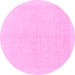 Round Machine Washable Solid Pink Modern Rug, wshabs1559pnk