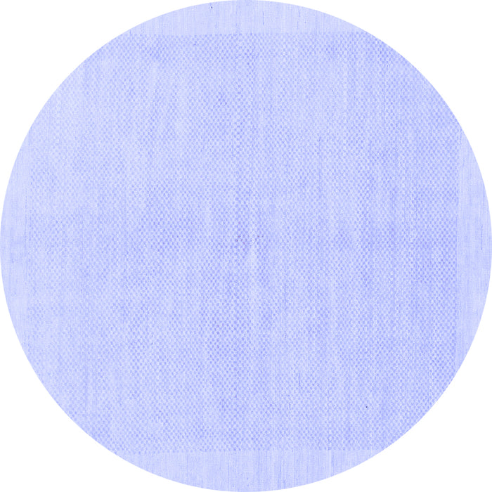 Round Machine Washable Solid Blue Modern Rug, wshabs1559blu