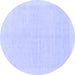 Round Machine Washable Solid Blue Modern Rug, wshabs1559blu