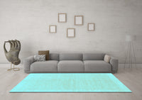 Machine Washable Solid Light Blue Modern Rug, wshabs1559lblu