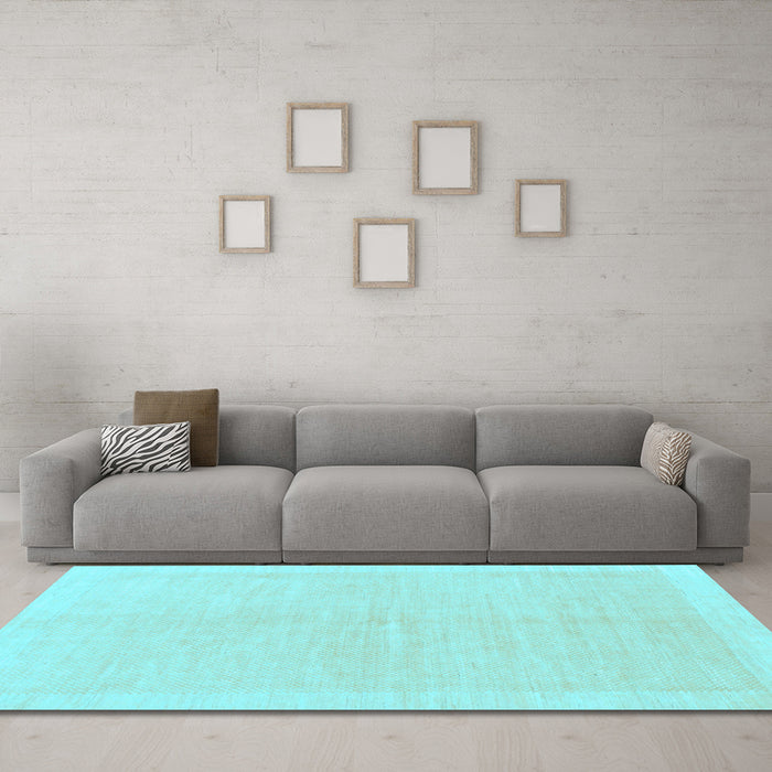 Machine Washable Solid Light Blue Modern Rug in a Living Room, wshabs1559lblu