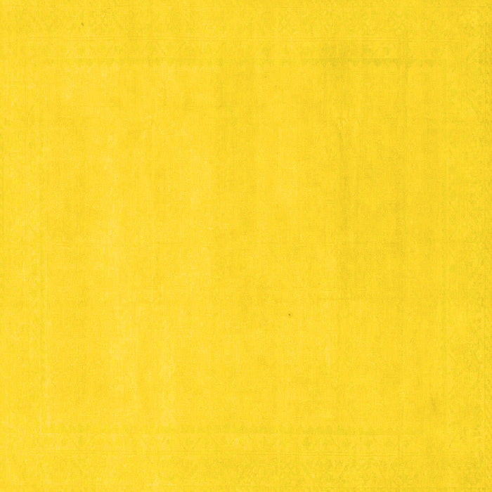 Square Machine Washable Solid Yellow Modern Rug, wshabs155yw