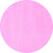 Round Machine Washable Solid Pink Modern Rug, wshabs155pnk