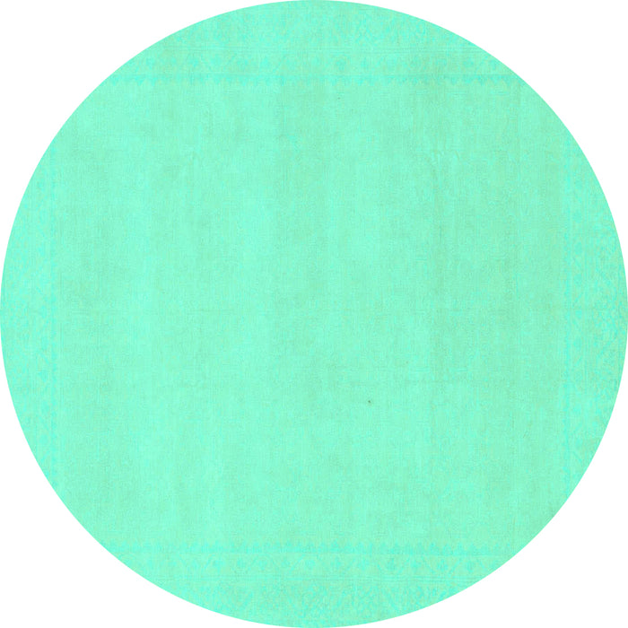 Round Machine Washable Solid Turquoise Modern Area Rugs, wshabs155turq