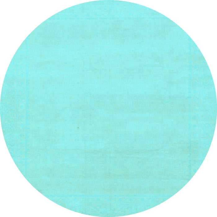 Round Machine Washable Solid Light Blue Modern Rug, wshabs155lblu
