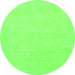 Round Machine Washable Solid Green Modern Area Rugs, wshabs155grn