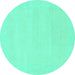 Round Solid Turquoise Modern Rug, abs155turq