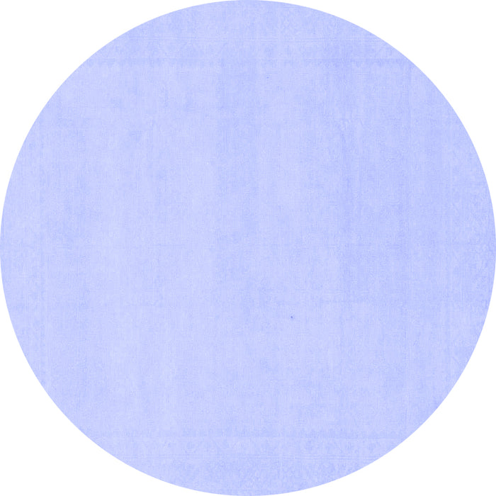 Round Machine Washable Solid Blue Modern Rug, wshabs155blu