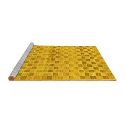 Sideview of Machine Washable Solid Yellow Modern Rug, wshabs1560yw