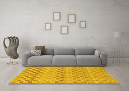 Machine Washable Solid Yellow Modern Rug in a Living Room, wshabs1560yw