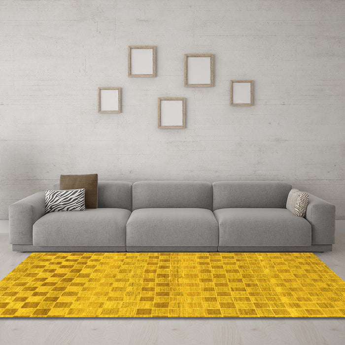 Machine Washable Solid Yellow Modern Rug in a Living Room, wshabs1560yw