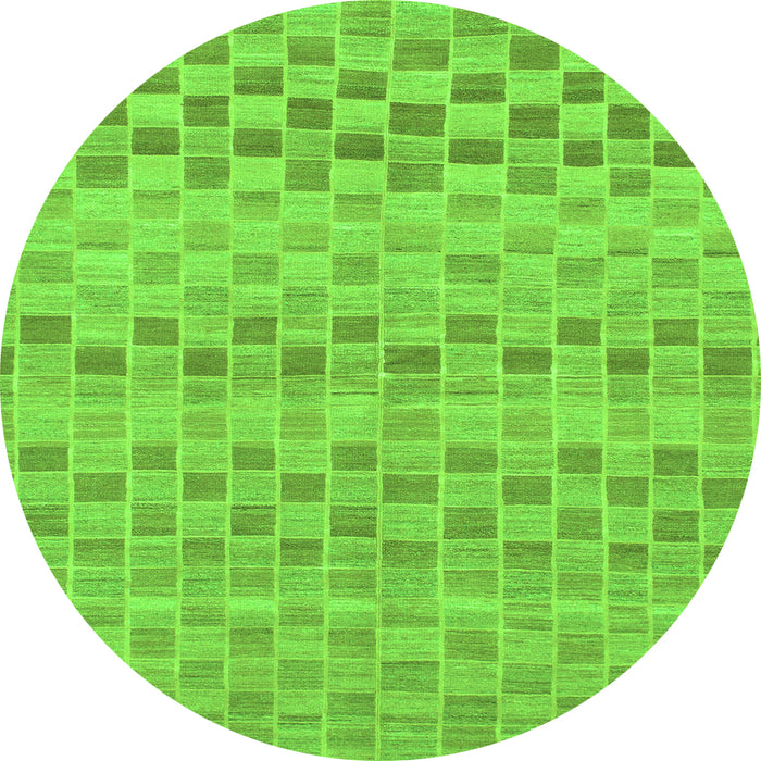 Round Machine Washable Solid Green Modern Area Rugs, wshabs1560grn