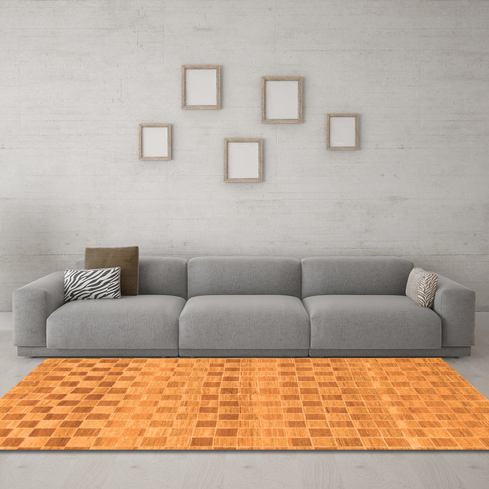 Machine Washable Solid Orange Modern Area Rugs in a Living Room, wshabs1560org