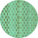 Round Solid Turquoise Modern Rug, abs1560turq