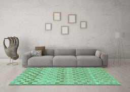 Machine Washable Solid Turquoise Modern Area Rugs in a Living Room,, wshabs1560turq