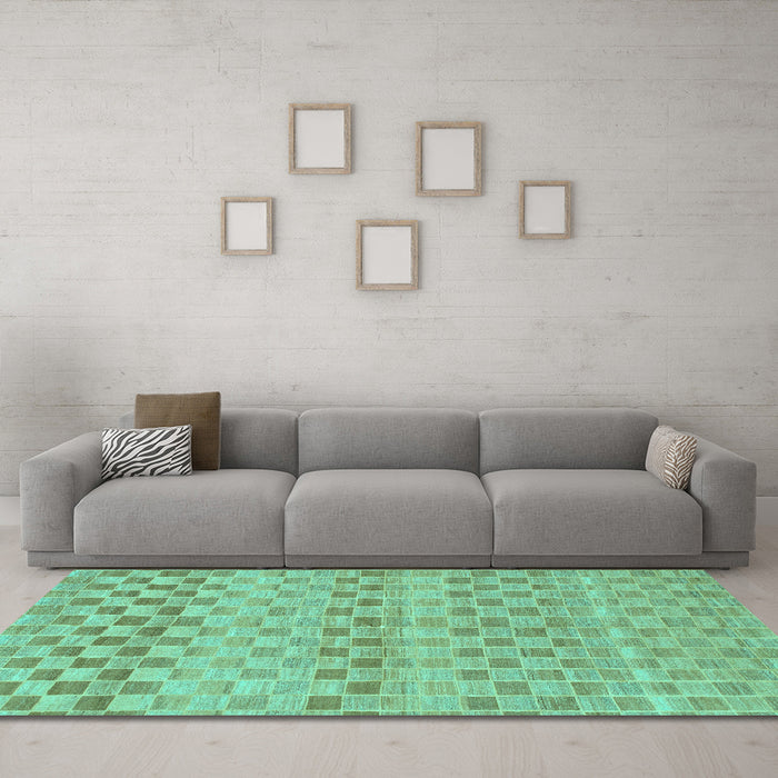 Machine Washable Solid Turquoise Modern Area Rugs in a Living Room,, wshabs1560turq