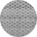 Round Machine Washable Solid Gray Modern Rug, wshabs1560gry