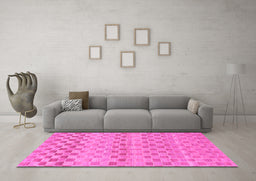 Machine Washable Solid Pink Modern Rug in a Living Room, wshabs1560pnk