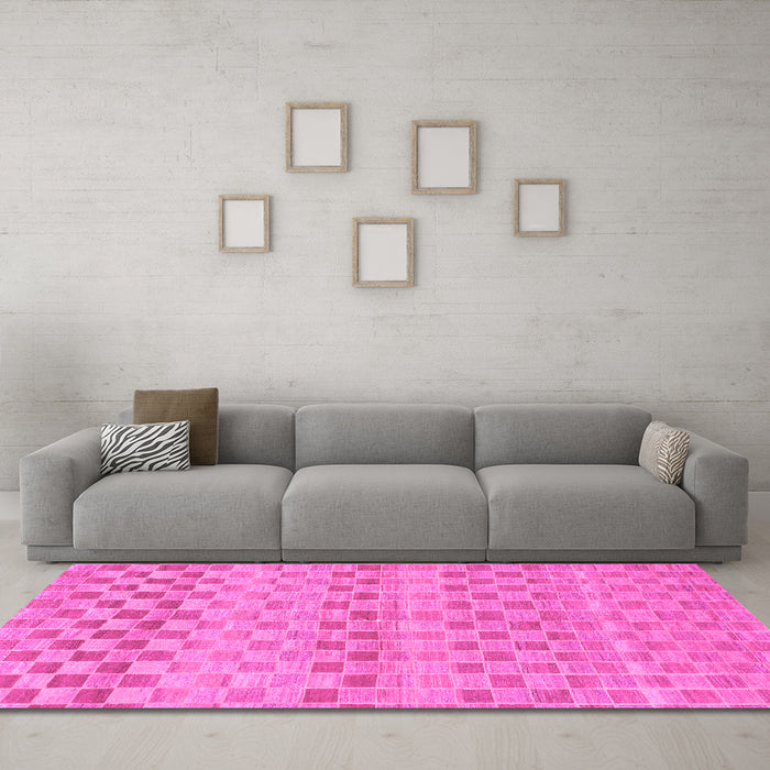 Machine Washable Solid Pink Modern Rug in a Living Room, wshabs1560pnk