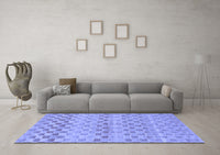 Machine Washable Solid Blue Modern Rug, wshabs1560blu