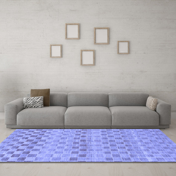 Machine Washable Solid Blue Modern Rug in a Living Room, wshabs1560blu