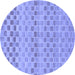 Round Machine Washable Solid Blue Modern Rug, wshabs1560blu