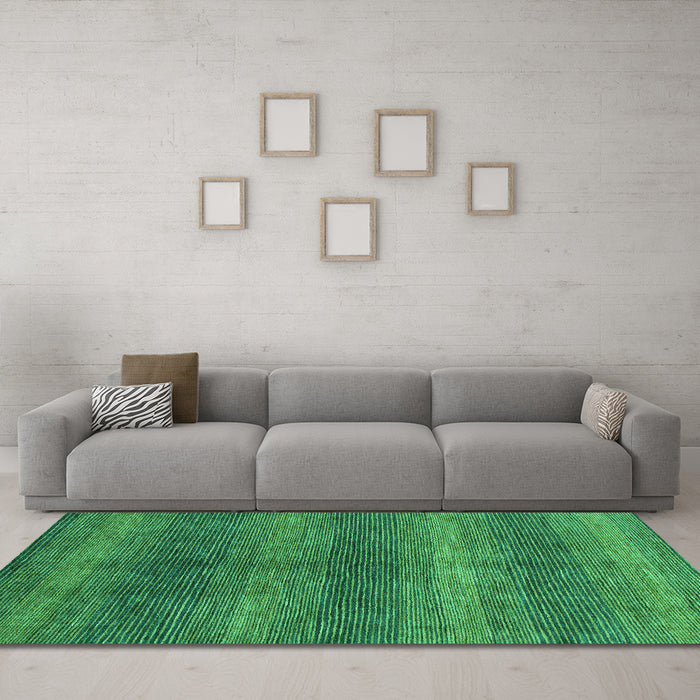 Machine Washable Abstract Turquoise Modern Area Rugs in a Living Room,, wshabs1561turq