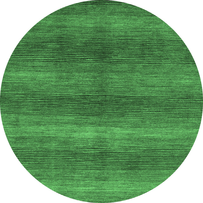Round Machine Washable Abstract Emerald Green Modern Area Rugs, wshabs1561emgrn
