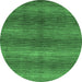 Round Machine Washable Abstract Emerald Green Modern Area Rugs, wshabs1561emgrn